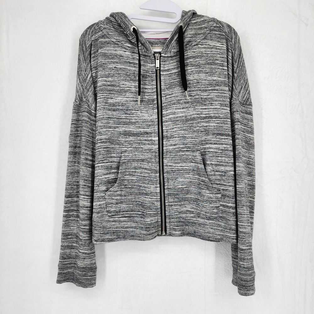 Calvin Klein Performance Space Dye Full Zip Hoodie M Heather‎ Gray Stretch